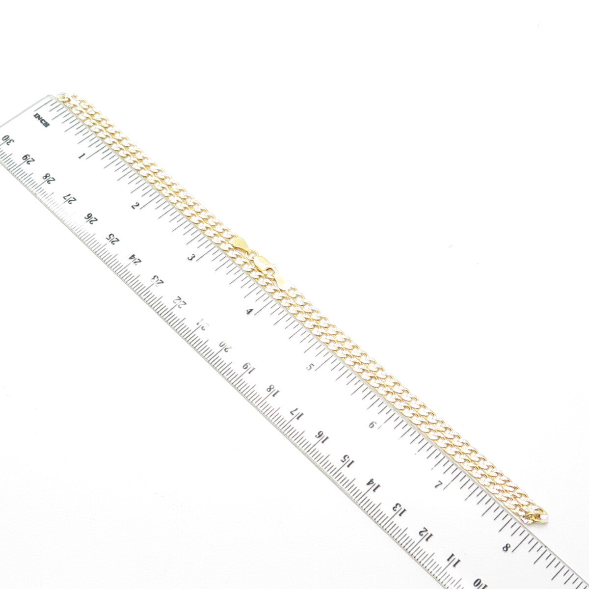 925 Sterling Silver Gold Plated 2-Tone Italy Cuban Chain Necklace 16"