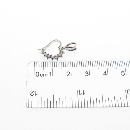 925 Sterling Silver Round-Cut C Z Heart Minimalist Charm Pendant