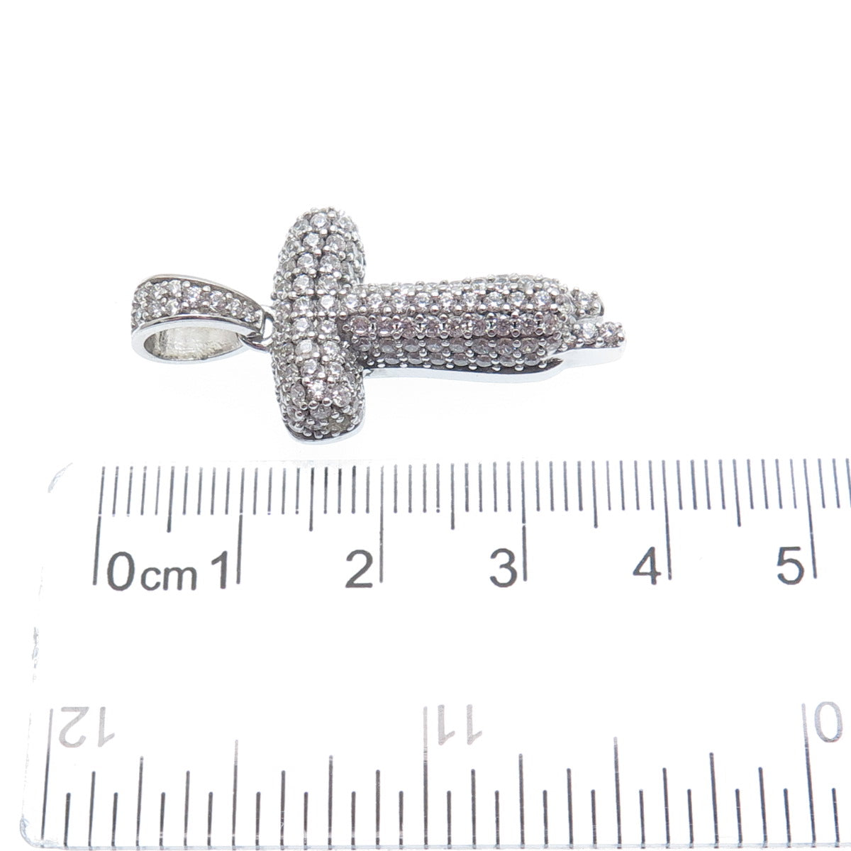 925 Sterling Silver Round-Cut C Z Sparkle Melted Letter T Initial Charm Pendant