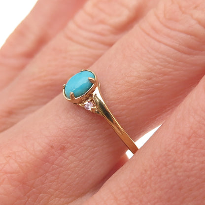 Chuck Clemency 925 Sterling Gold Plated Real Turquoise Pink Topaz Ring Size 7.25