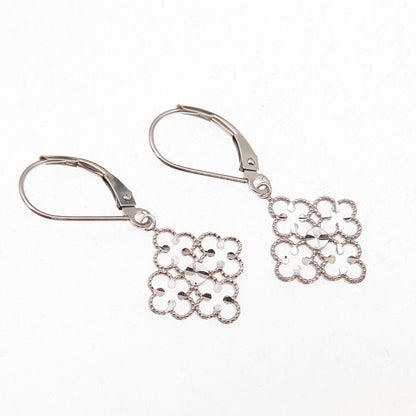 Jacmel Mauritius 14K White Gold Floral Dangle Earrings
