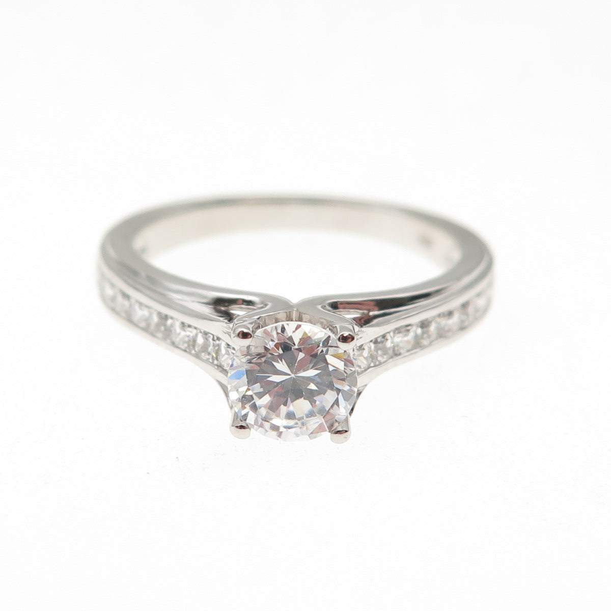 925 Sterling Silver Round-Cut C Z Engagement Ring Size 6.5