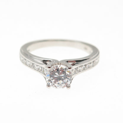 925 Sterling Silver Round-Cut C Z Engagement Ring Size 6.5