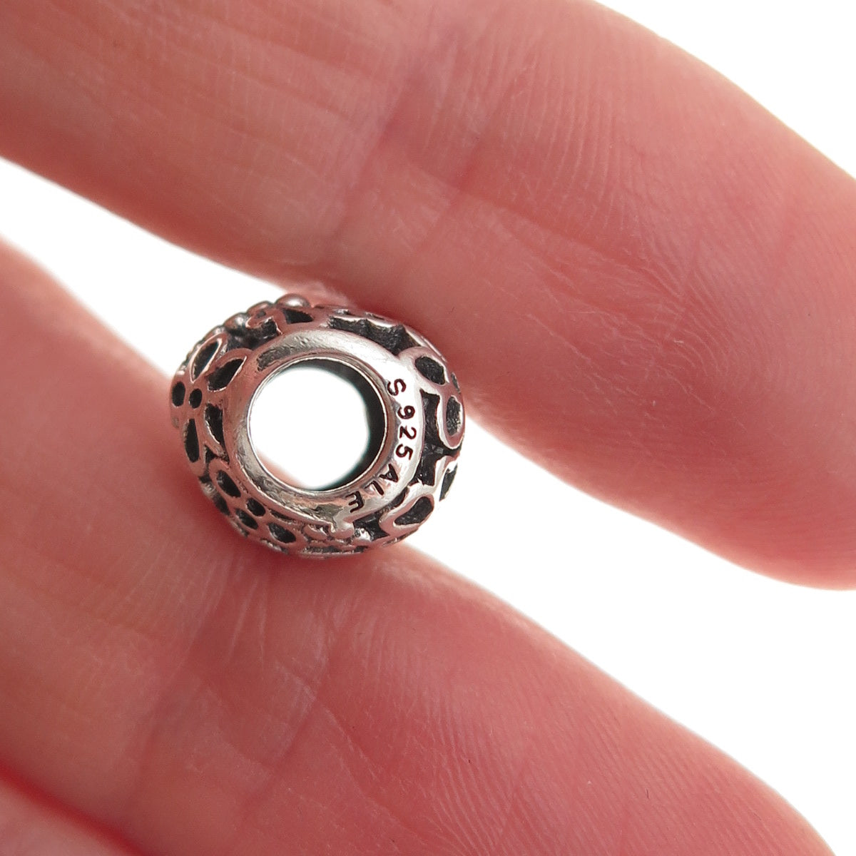 Pandora 925 Sterling Silver Promise of Spring Love Heart Slide Bead Charm