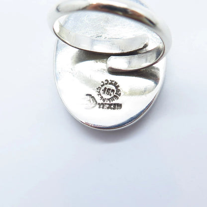 925 Sterling Silver Vintage Mexico Real Tiger Eye Gem Statement Ring Size 11.75