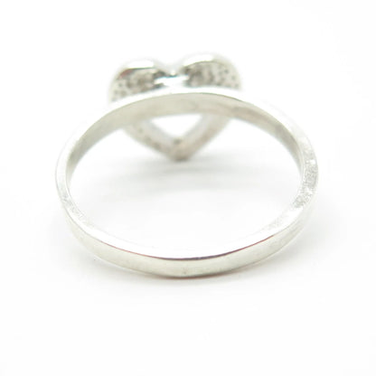 925 Sterling Silver Vintage Open Heart Ring Size 6.5