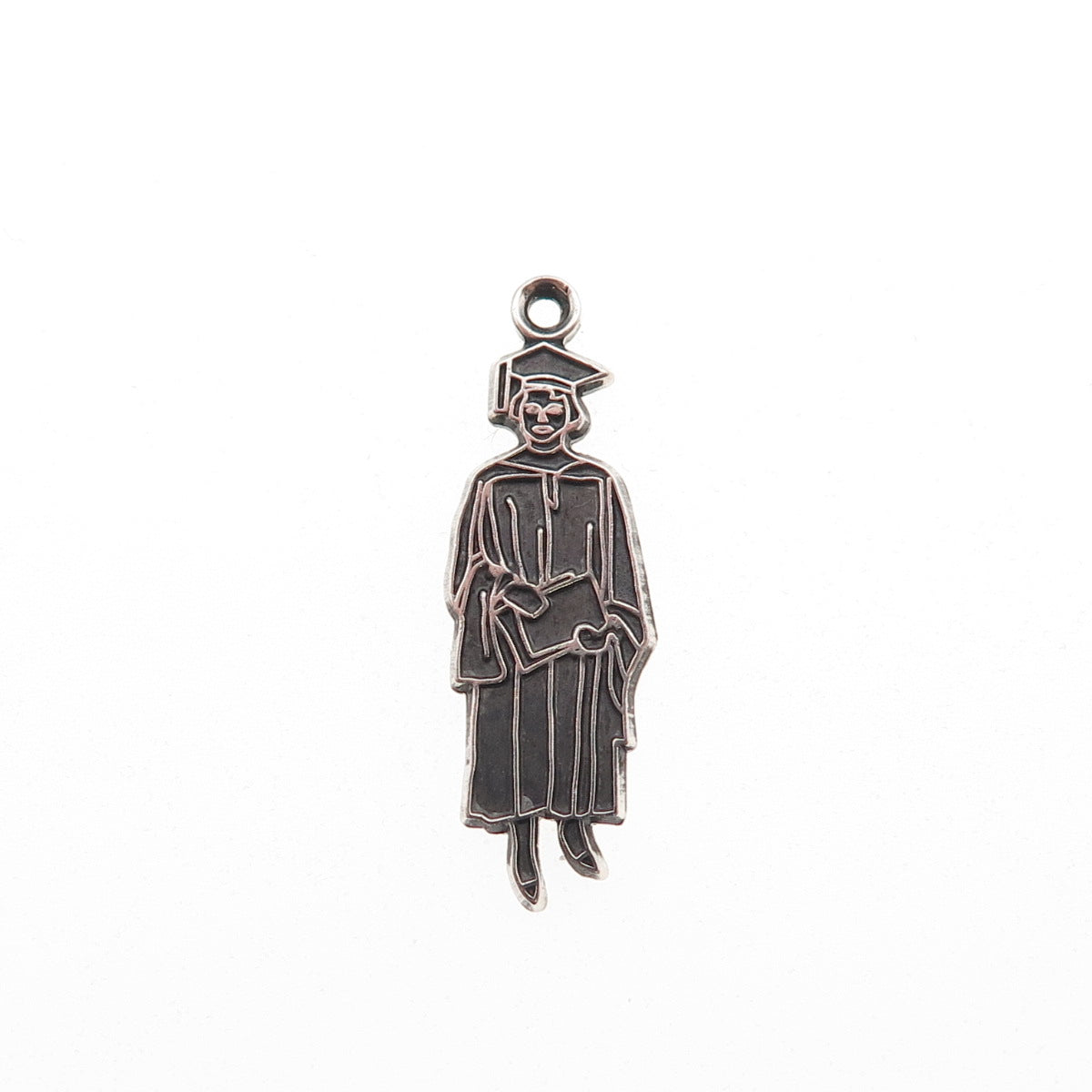 Danecraft 925 Sterling Silver Vintage Graduation Oxidized Charm Pendant