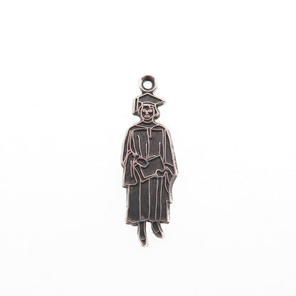 Danecraft 925 Sterling Silver Vintage Graduation Oxidized Charm Pendant