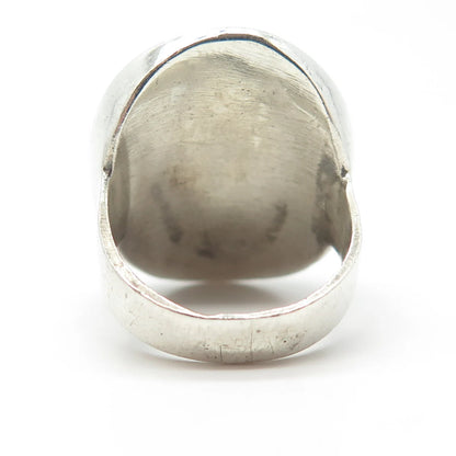 925 Sterling Silver Vintage Real Black Onyx Gem Large Ring Size 7