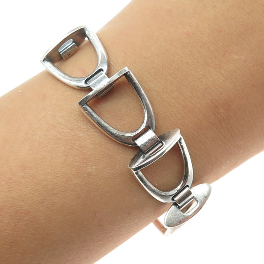 925 Sterling Silver Vintage Horse Snaffle Riding Bit Link Bracelet 6.5"