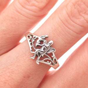 925 Sterling Silver Vintage Fairy Oxidized Ring Size 7.75