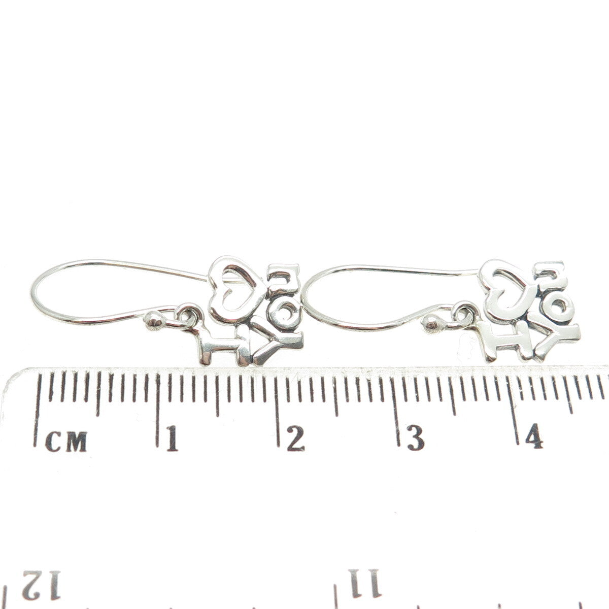 925 Sterling Silver "I Love You" Dangling Earrings