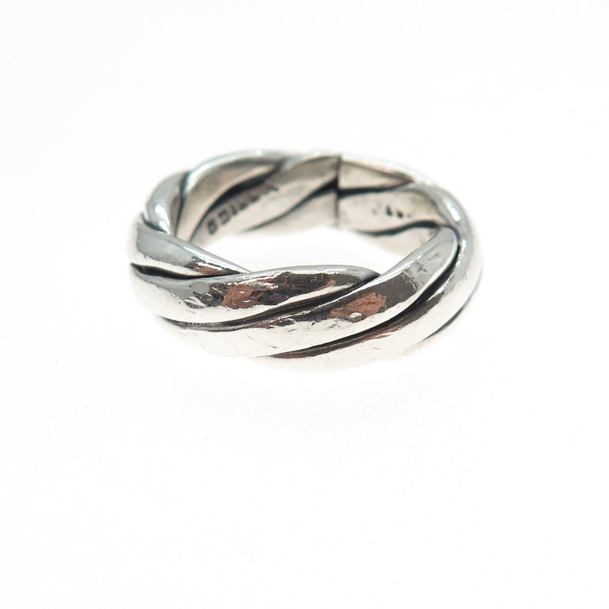 925 Sterling Silver Vintage Mexico Oxidized Braided Band Ring Size 6.75