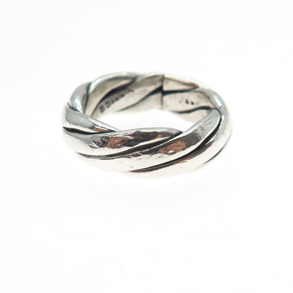 925 Sterling Silver Vintage Mexico Oxidized Braided Band Ring Size 6.75