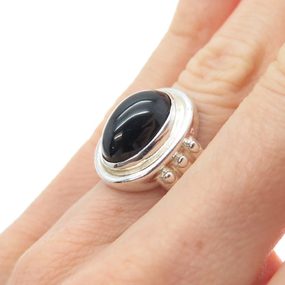 CLYDE DUNEIER CID Sterling Silver Vintage Real Cabochon Black Onyx Ring Size 5