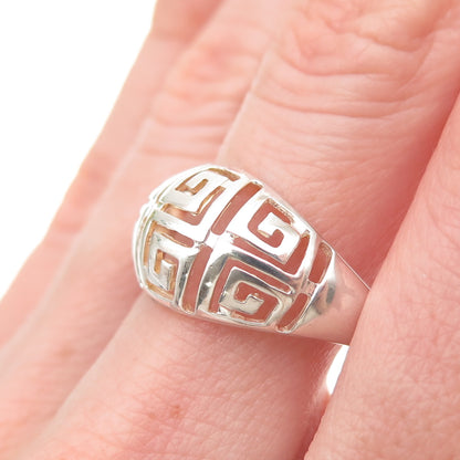 RJ GRAZIANO 925 Sterling Silver Greek Maze Dome Ring Size 10.25