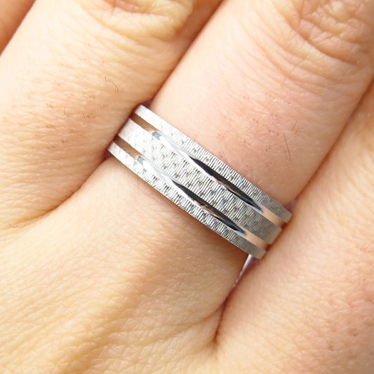 925 Sterling Silver Textured Band Ring Size 6.75