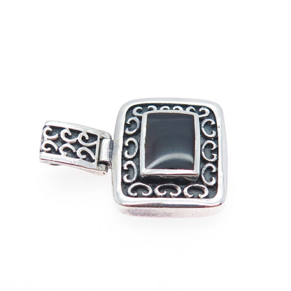 ATI ANNIKA WITT 925 Sterling Silver Vintage Real Black Onyx Oxidized Pendant