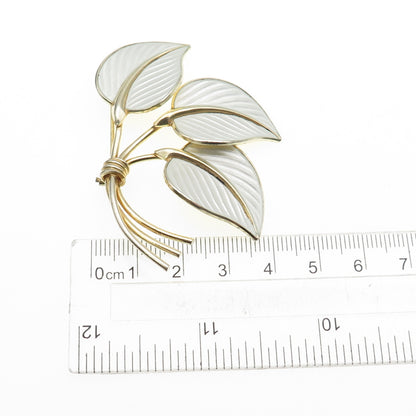 HANS MYHRE 925S Sterling Silver Gold Plated Vintage Norway Enamel Floral Brooch