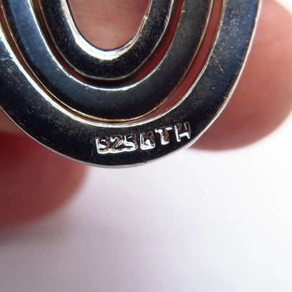 925 Sterling Silver Vintage Triple Oval Pendant