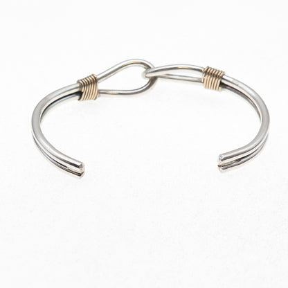 925 Sterling Silver Gold Filled Vintage Interlocked Adjustable Cuff Bracelet 6"