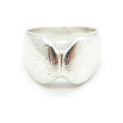 925 Sterling Silver Vintage Modernist Hugs Ring Size 7.5