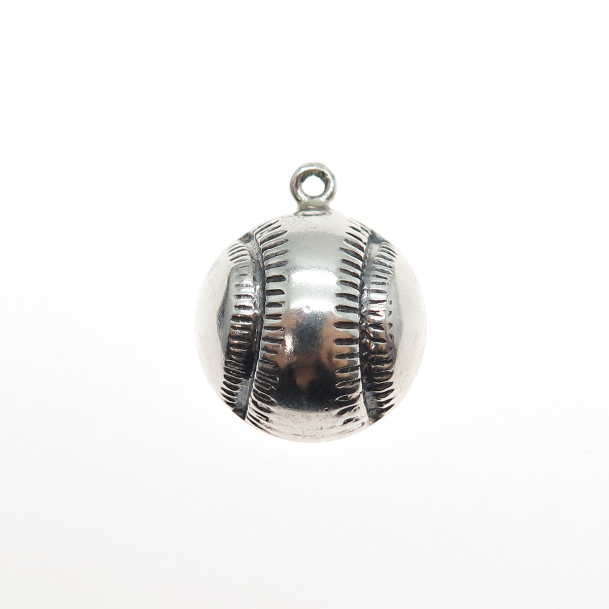 925 Sterling Silver Vintage Baseball Oxidized Mini Charm Pendant