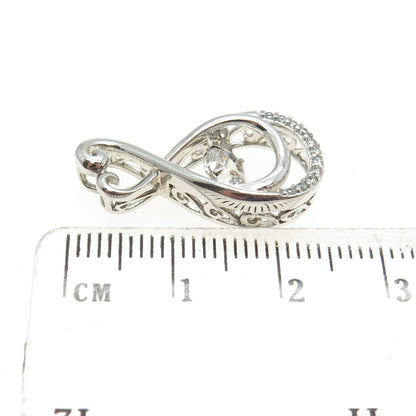 SAI 925 Sterling Silver Round-Cut C Z Infinity Heart Slide Pendant