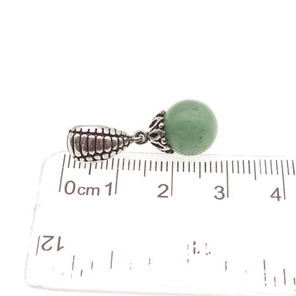 925 Sterling Silver Vintage Real Aventurine Modernist Ball Bead Charm Pendant