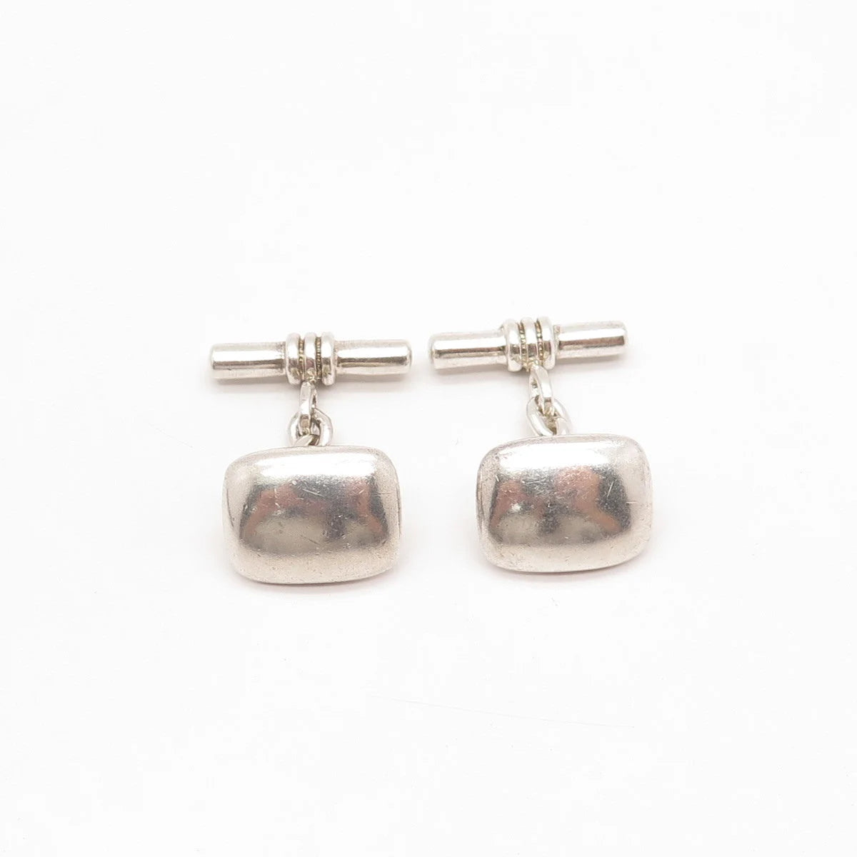 925 Sterling Silver Vintage Smooth Rectangle Cufflinks
