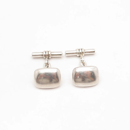 925 Sterling Silver Vintage Smooth Rectangle Cufflinks