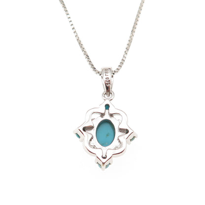925 Sterling Silver Real Sleeping Beauty Turquoise Box Chain Necklace 18-20"
