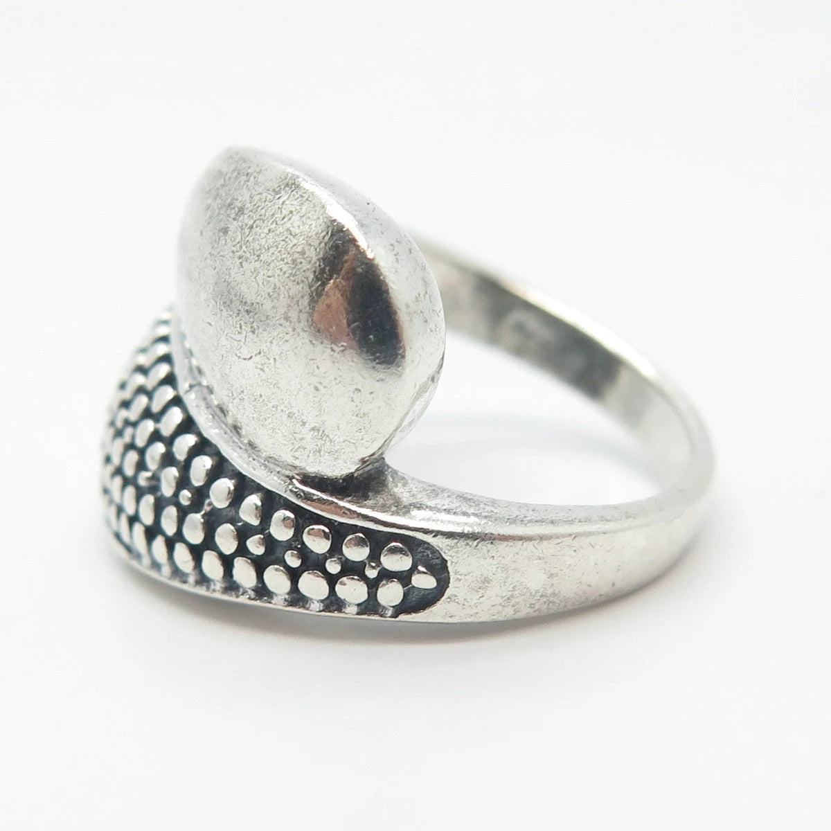 925 Sterling Silver Vintage Dotted Overlap Ring Size 6.25