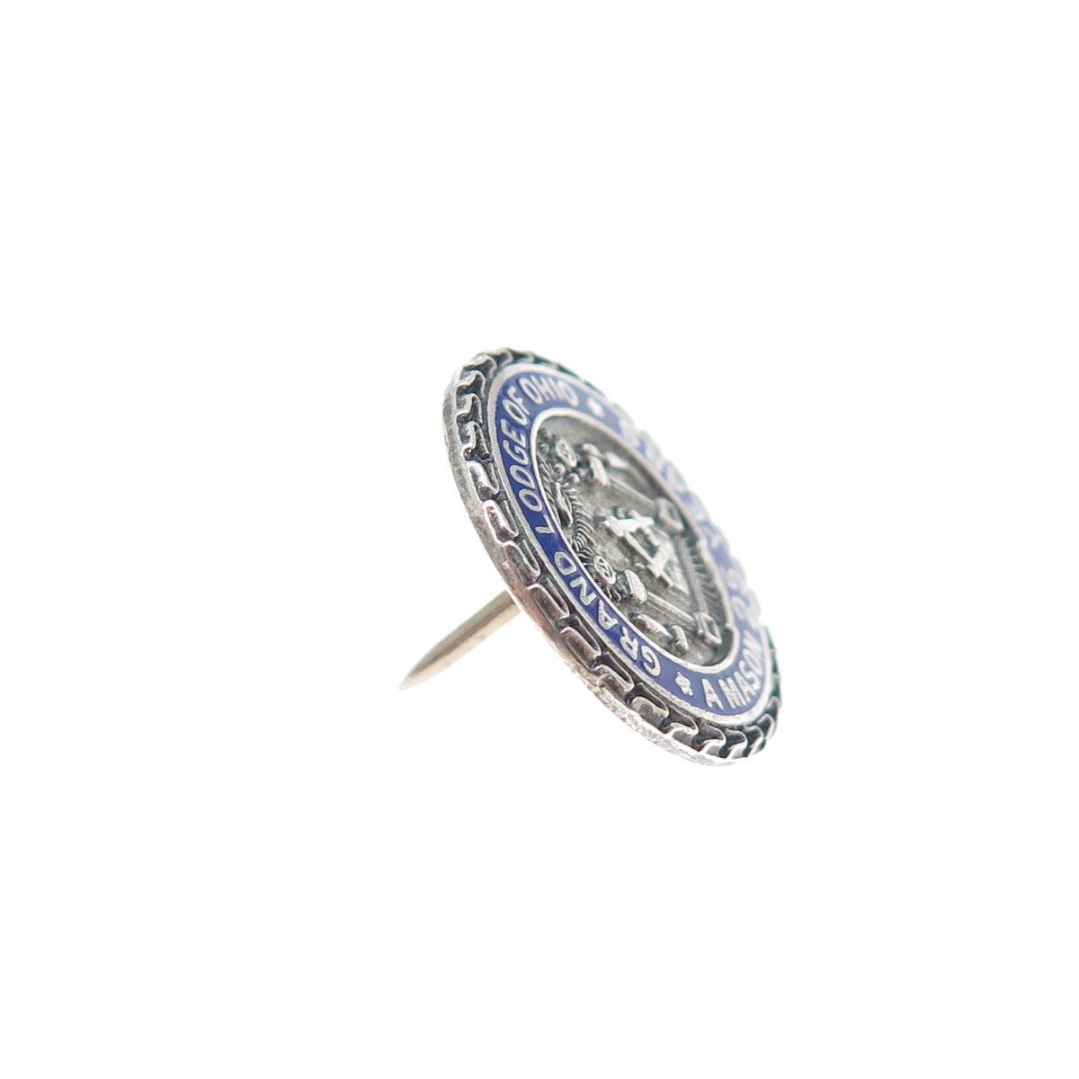 AULD Sterling Silver Vintage Enamel Grand Lodge of Ohio Mason 25 Years Lapel Pin