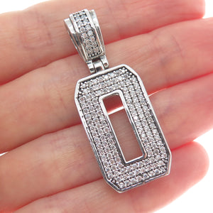 925 Sterling Silver Round-Cut Shaped C Z Letter O Initial Sparkle Pendant