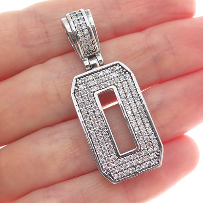 925 Sterling Silver Round-Cut Shaped C Z Letter O Initial Sparkle Pendant