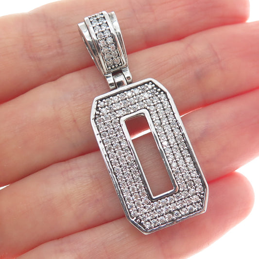 925 Sterling Silver Round-Cut Shaped C Z Letter O Initial Sparkle Pendant