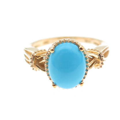 Chuck Clemency 925 Sterling Silver Gold Plated Real Turquoise Ring Size 8.25