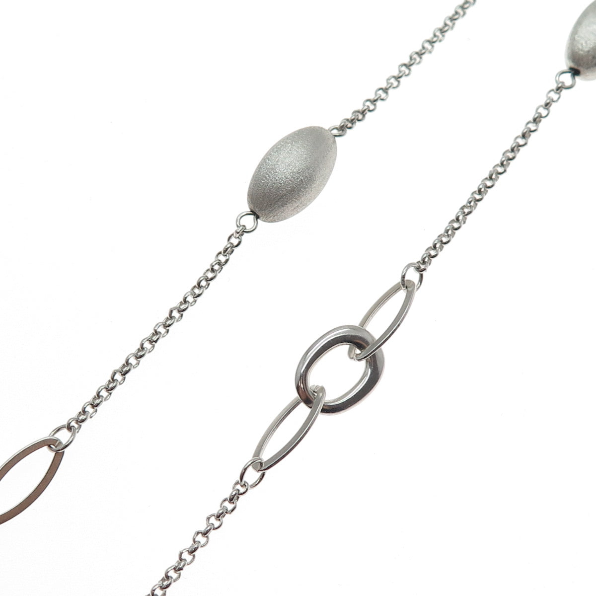 925 Sterling Silver Oval Beads By The Yard Cable Chain Necklace 32"