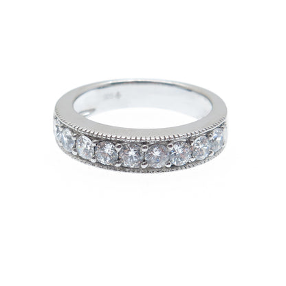 925 Sterling Silver Round-Cut C Z Half Eternity Band Ring Size 7.25