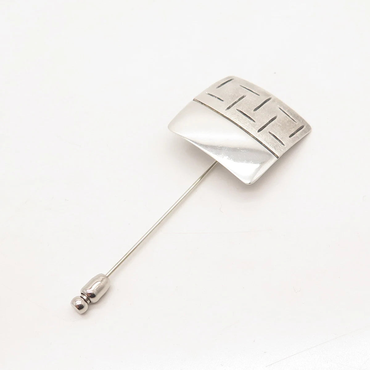 925 Sterling Silver Vintage Israel Textured Square Lapel Pin