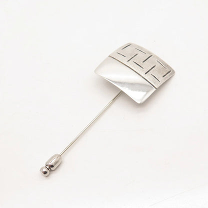 925 Sterling Silver Vintage Israel Textured Square Lapel Pin