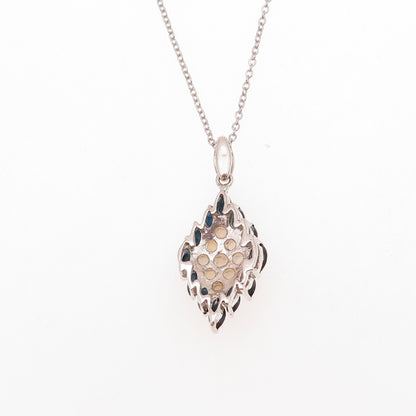 925 Sterling Silver Real Sapphire & Opal Cluster Cable Chain Necklace 18"
