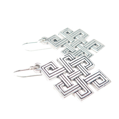 925 Sterling Silver Vintage Celtic Knot Oxidized Dangle Earrings