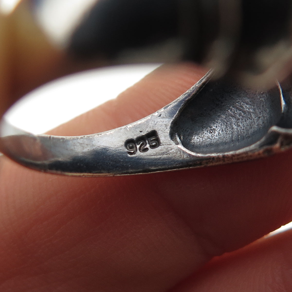 925 Sterling Silver Vintage Modernist Cocoon Oxidized Ring Size 7.5