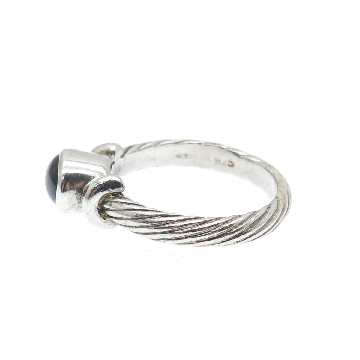 925 Sterling Silver Vintage Real Tourmaline Gem Twisted Oxidized Ring Size 8.75