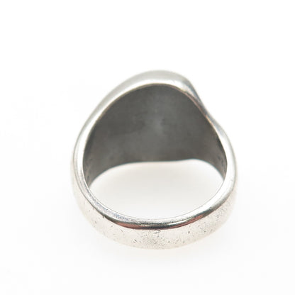 925 Sterling Silver 2-Tone Vintage Mexico Modernist Oxidized Ring Size 8.75