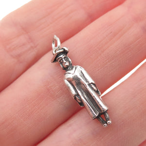 Wells 925 Sterling Silver Vintage Graduate Student Oxidized 3D Charm Pendant