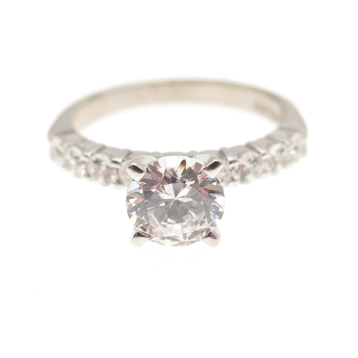 925 Sterling Silver Round-Cut C Z Engagement Ring Size 6.5