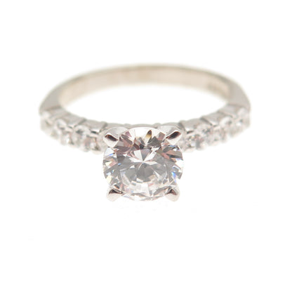 925 Sterling Silver Round-Cut C Z Engagement Ring Size 6.5